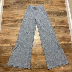 Gray high-waisted ribbed wide leg yoga pants